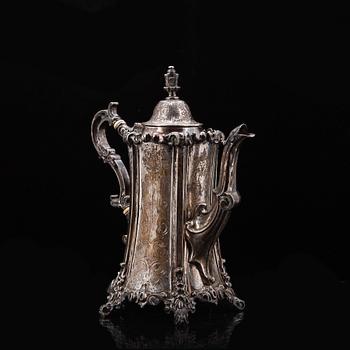 KAFFEKANNA, silver, Gustaf Möllenborg Stockholm 1854. Vikt ca 925 gram.