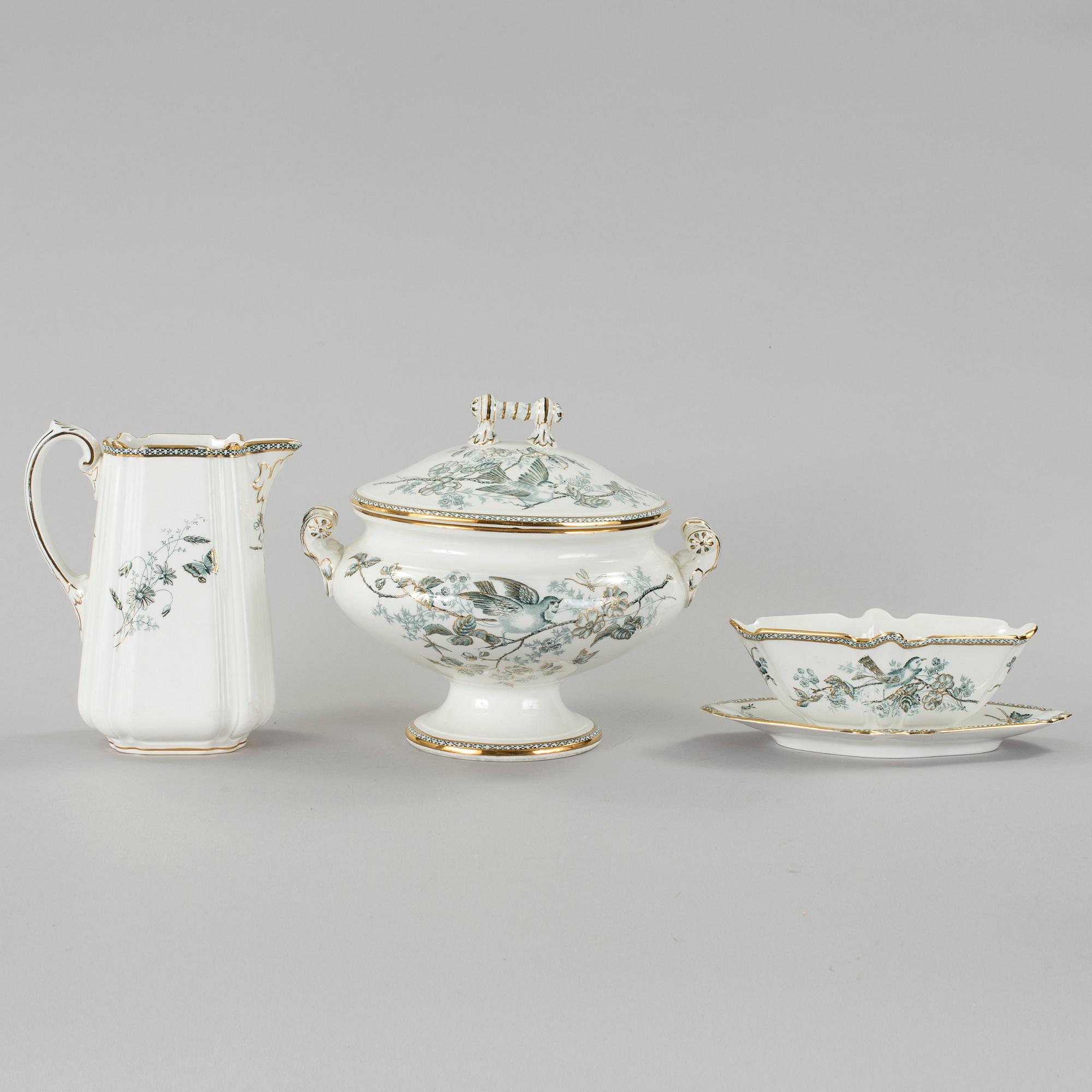 MATSERVIS, 50 delar, flintgods, Växjö Guld, Gustafsberg, omkring år 1900.