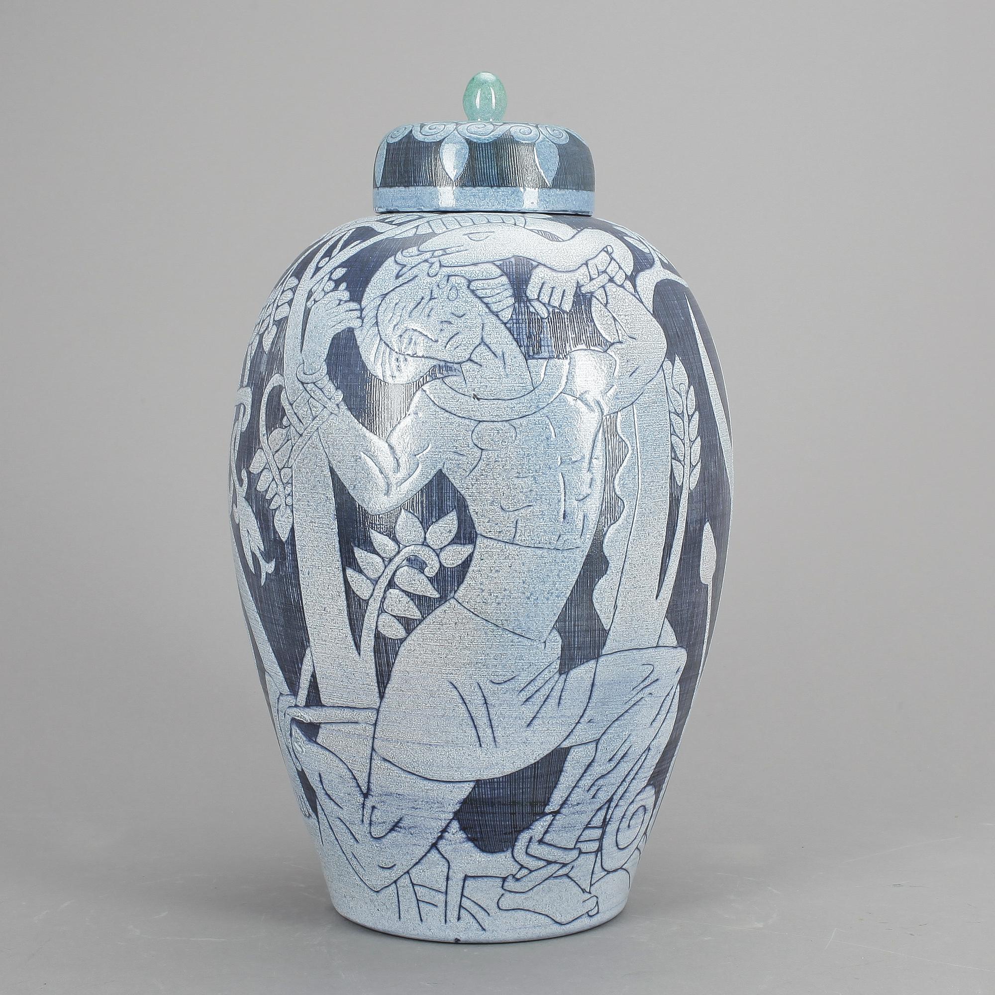 URNA MED LOCK, keramik, Marian Zawadsky, Tilgman 1960.