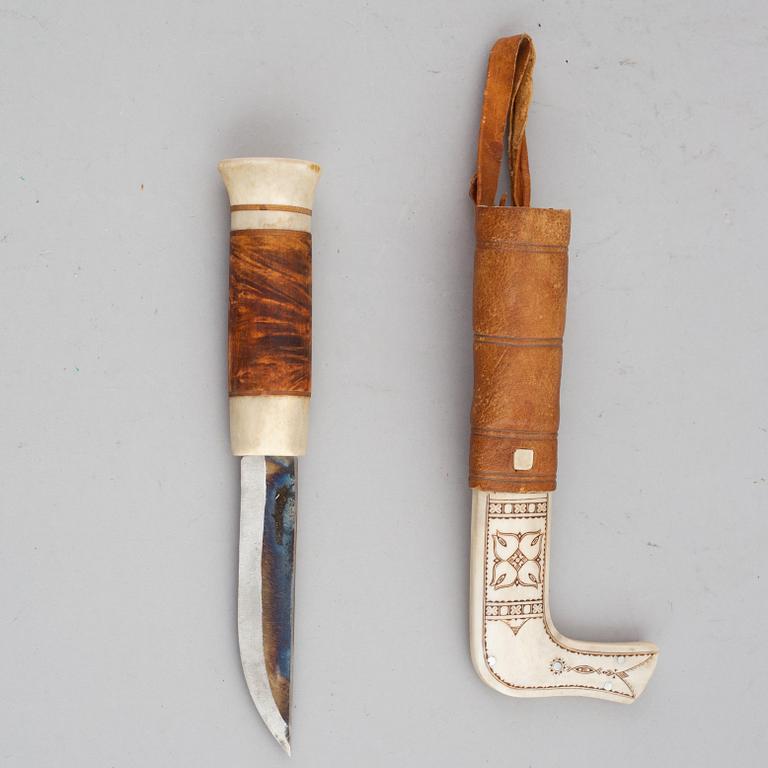 Nikolaus Fankki, a reindeer horn Sami knife, signed.