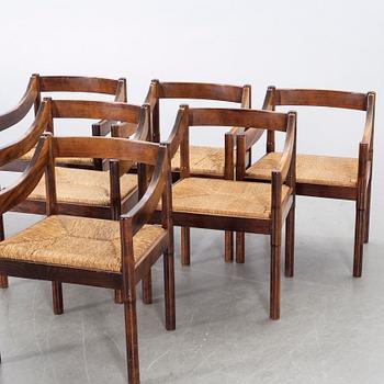 VICO MAGISTRETTI,  6 chairs, "Carimate", Italy.