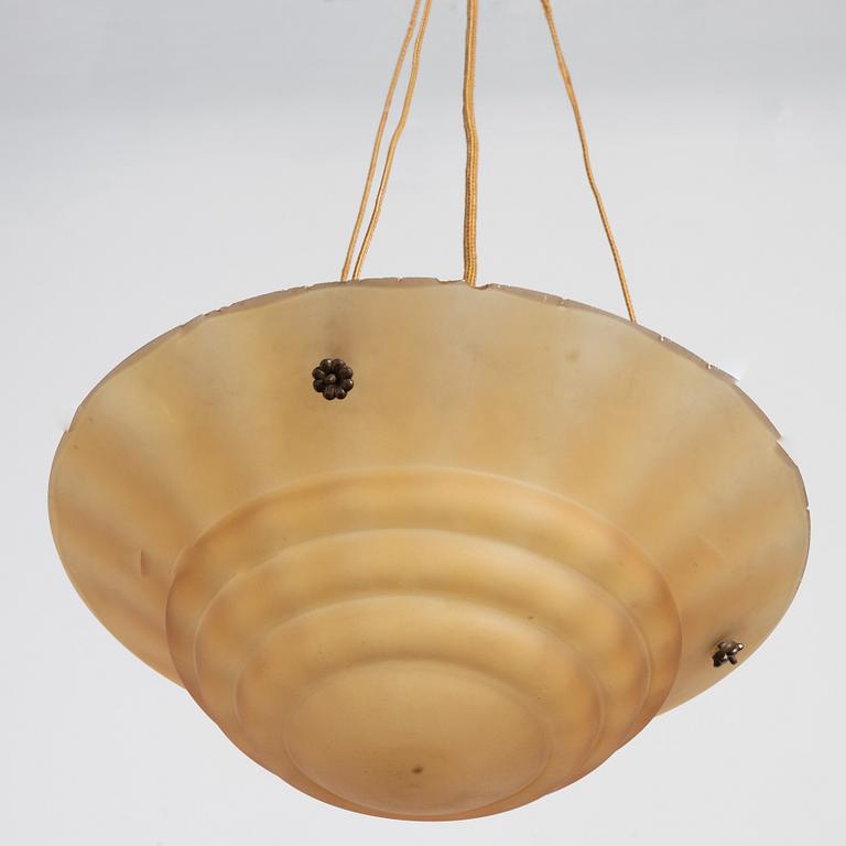 Edward Hald, a ceiling lamp model "HD 625", Orrefors & Nordiska Kompaniet, 1930s.