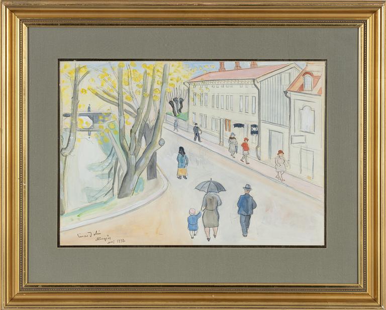 Einar Jolin, akvarell, signerad och daterad Alingsås maj 1930.