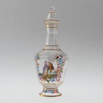 A painted glass flacon, mark of J & L Lobmeyr, Vienna, Austria, late 19th century.