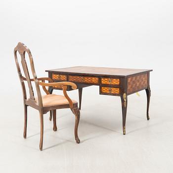 Desk with armchair Louis XV style first half of the 20th century.