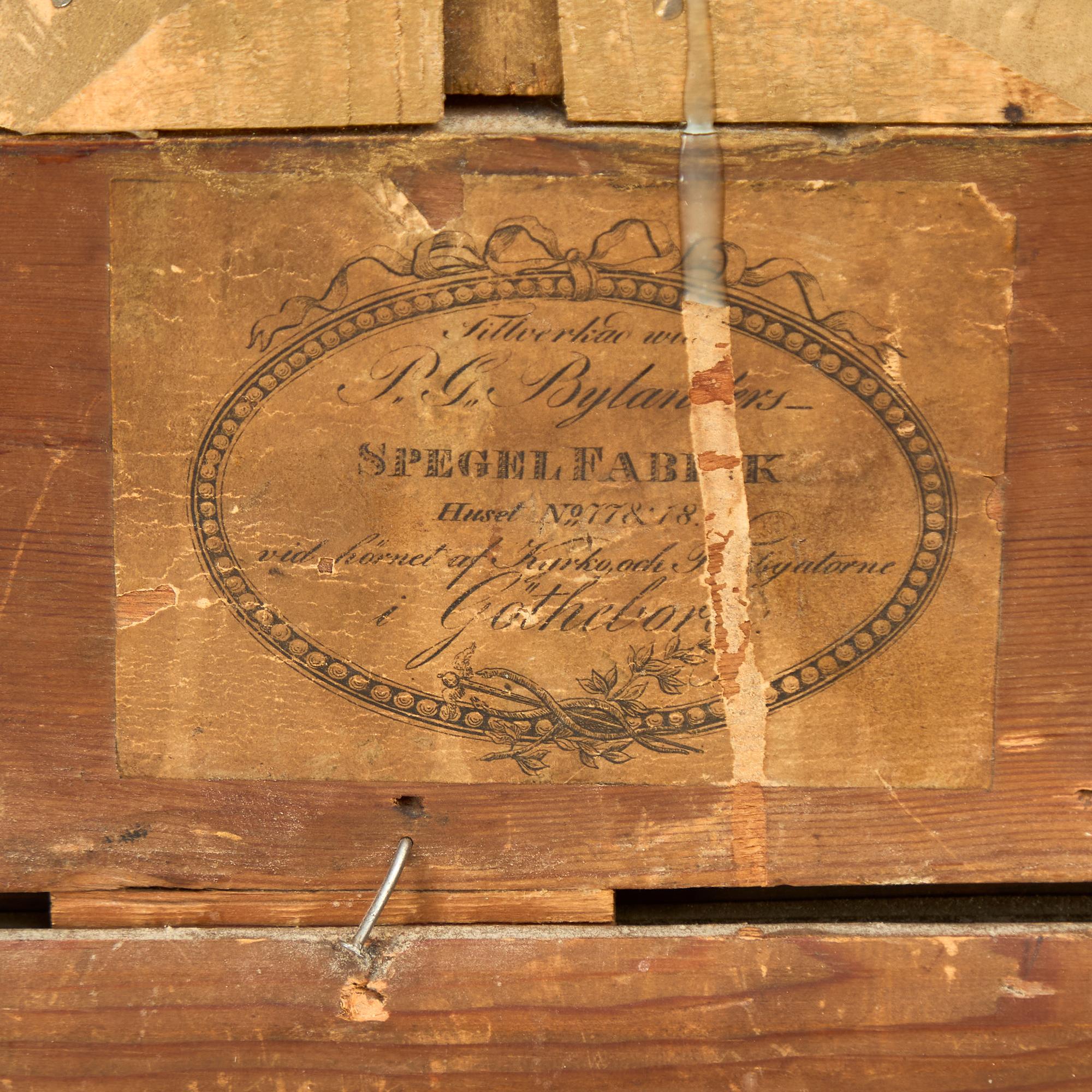 Petter Gustaf Bylander, a late Empire mirror wall sconce, PG Bylanders Spegelfabrik, Gothenburg, first half of the 19th Century.