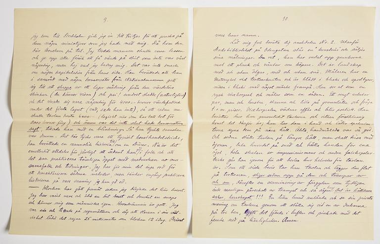 LETTER from Otto G. Carlsund to GAN (Gösta Adrian-Nilsson) in Lund, dated Stjärnhof 22.8.(19)28.