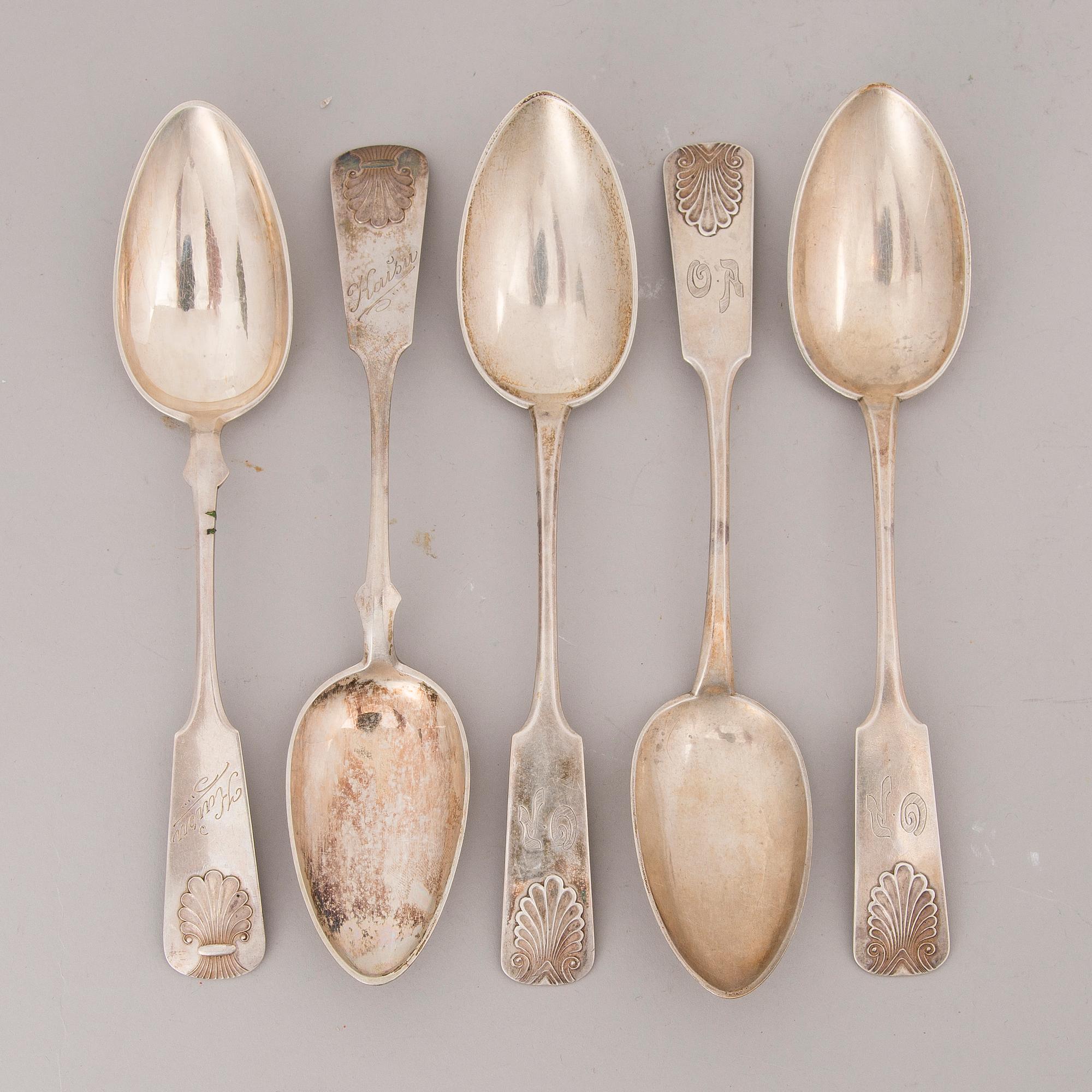 BESTICK, silver och nysilver 23 + 25 delar, "Musslan", finska stämplar, 1923-1955.
