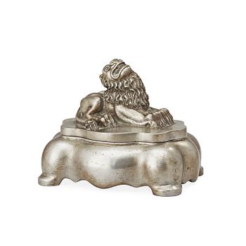 An Anna Petrus pewter inkwell, Herman Bergman Konstgjuteri, Stockholm 1938.