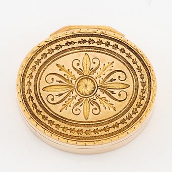 A Swedish 19th century 18K gold vinaigrette/scent box, mark of Isaac Malmborg, Stockholm 1814.