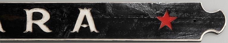 Namnskylt för båt "Clara" 1900-tal.