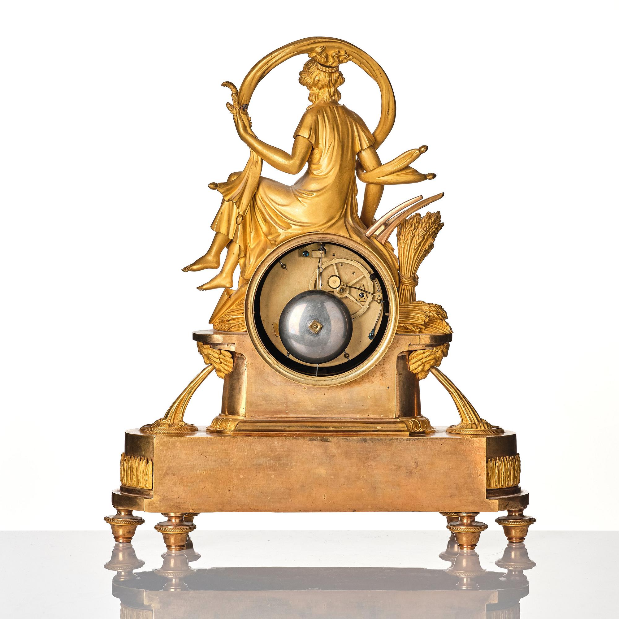 A French Empire mantle clock, early 19th century.