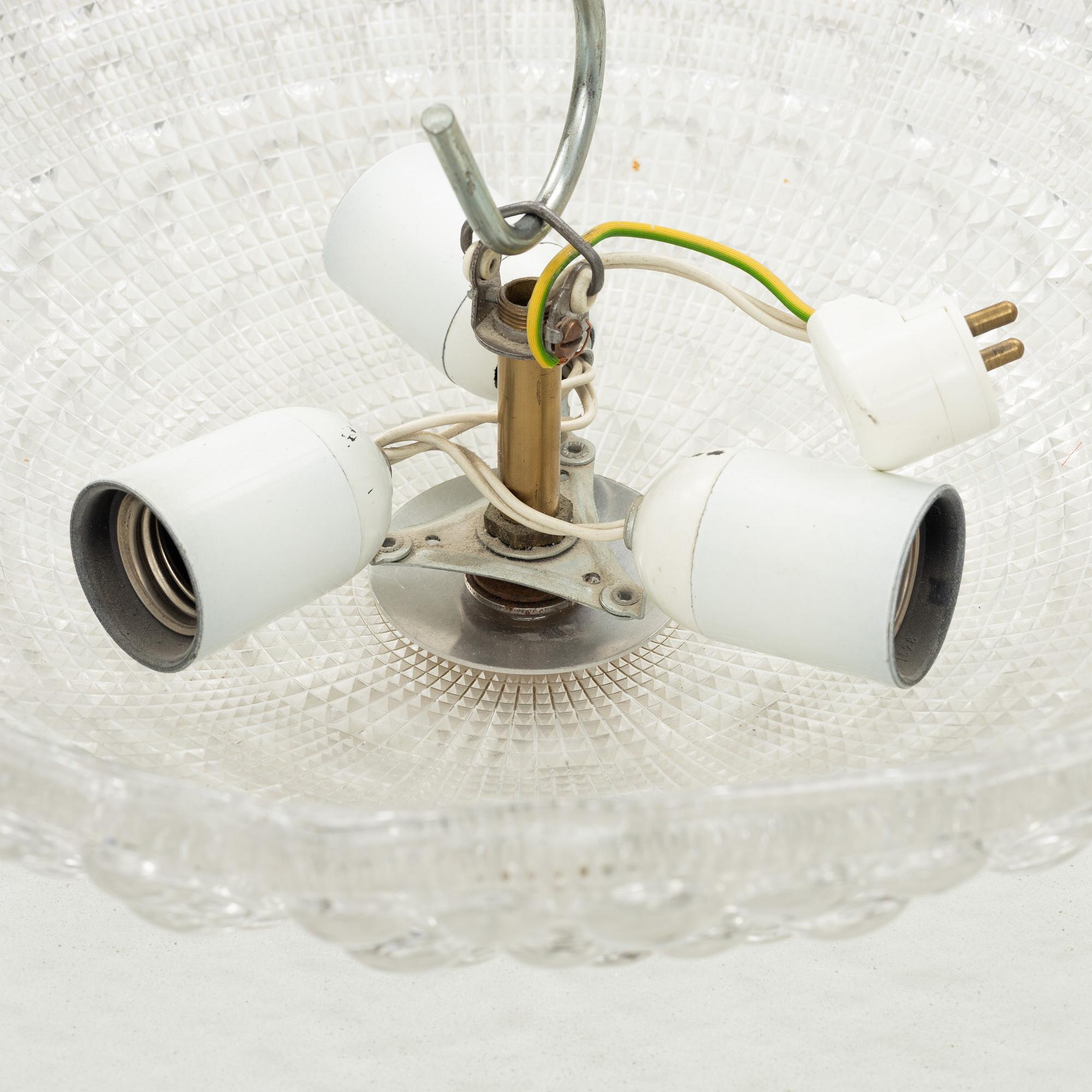 A glass ceiling lamp, mid-20th Century.