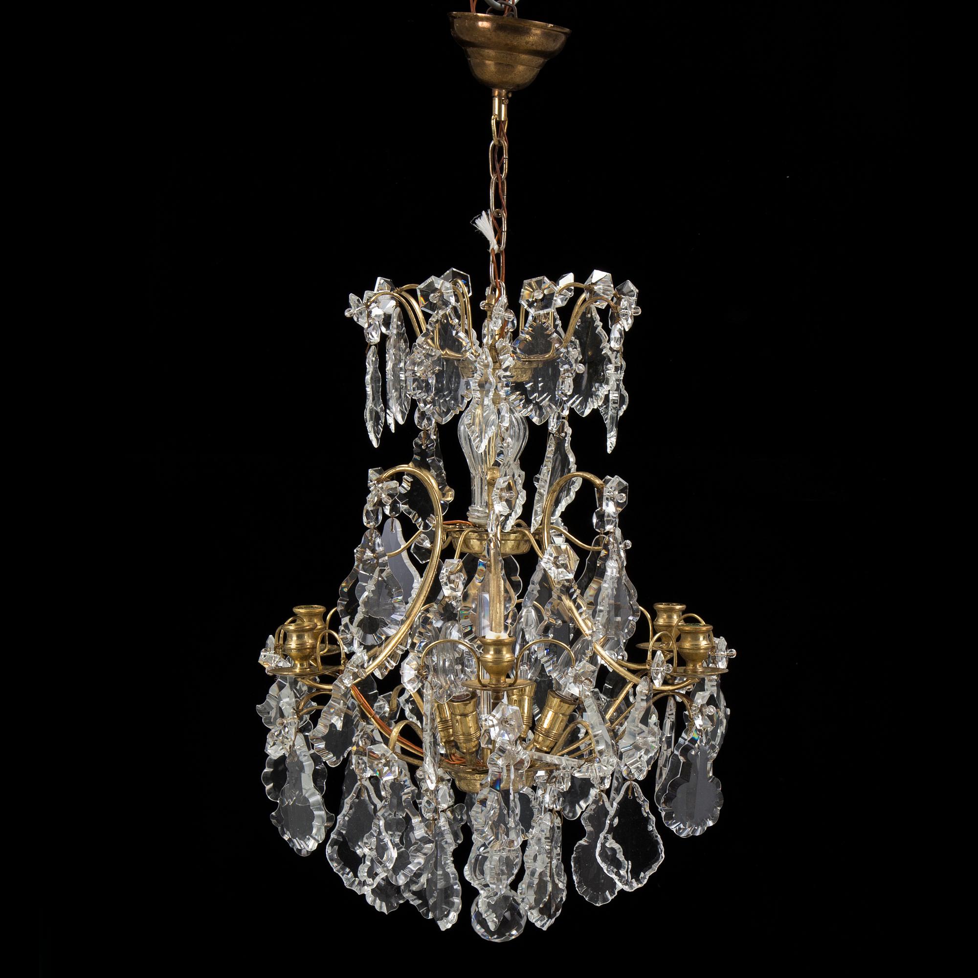 A Rococo style chandeleir, second half of the 20th century. Height ca 56 cm.