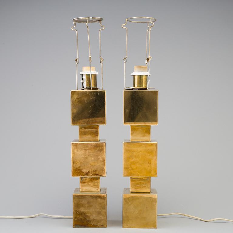 a pair of brass table lamps, second half of the 20th century.
