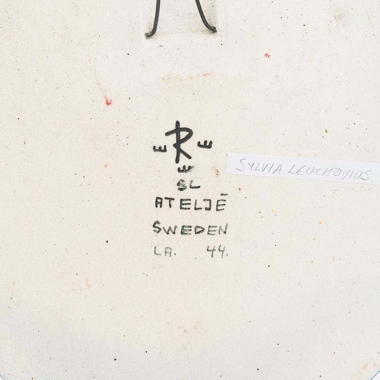 Sylvia Leuchovius, wall plaque, stoneware, Rörstrand Ateljé, signed SL marked LA. 44.