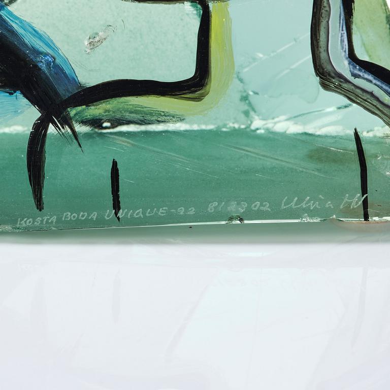 Ulrica Hydman-Vallien, unik bemålad glasskulptur, Kosta Boda 1992.