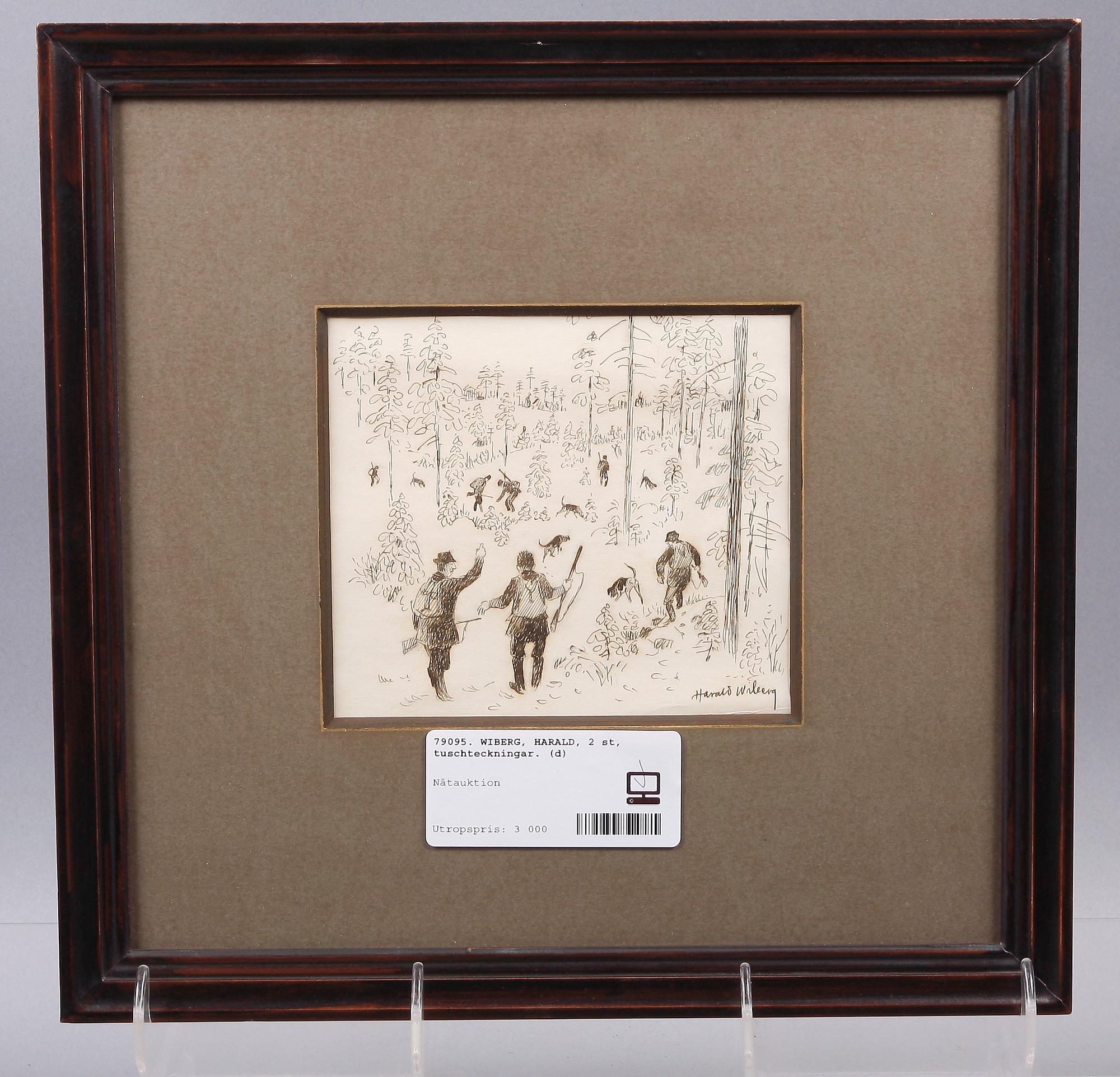 WIBERG, HARALD, 2 st, tuschteckningar.