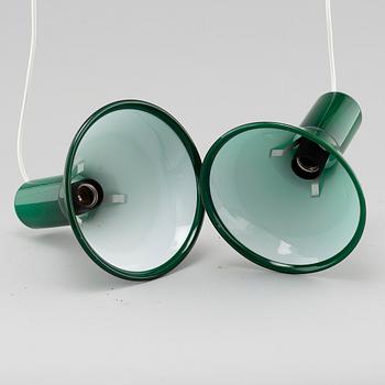 A pair of ceiling lamps by Holmegaard, "Mini - P&T Pendel", second half of the 20th century.