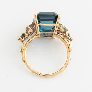 Ring, cocktail ring with topaz, amethysts, tourmalines, and brilliant-cut diamonds.