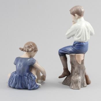 FIGURINER, 2 st, porslin, Royal Copenhagen samt Bing & Gröndahl, Danmark, 1900-talets andra hälft.