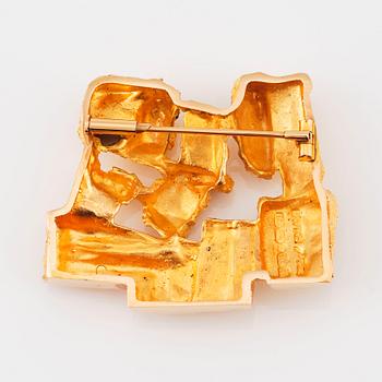 Björn Weckström, a 14K gold brooch "Ajopuut" for Lapponia, Finland 1970.