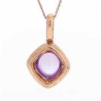 Halsband, 14K roséguld, ametist och diamanter.
