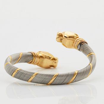 A Cartier "Panthère" bracelet in steel and 18K gold.