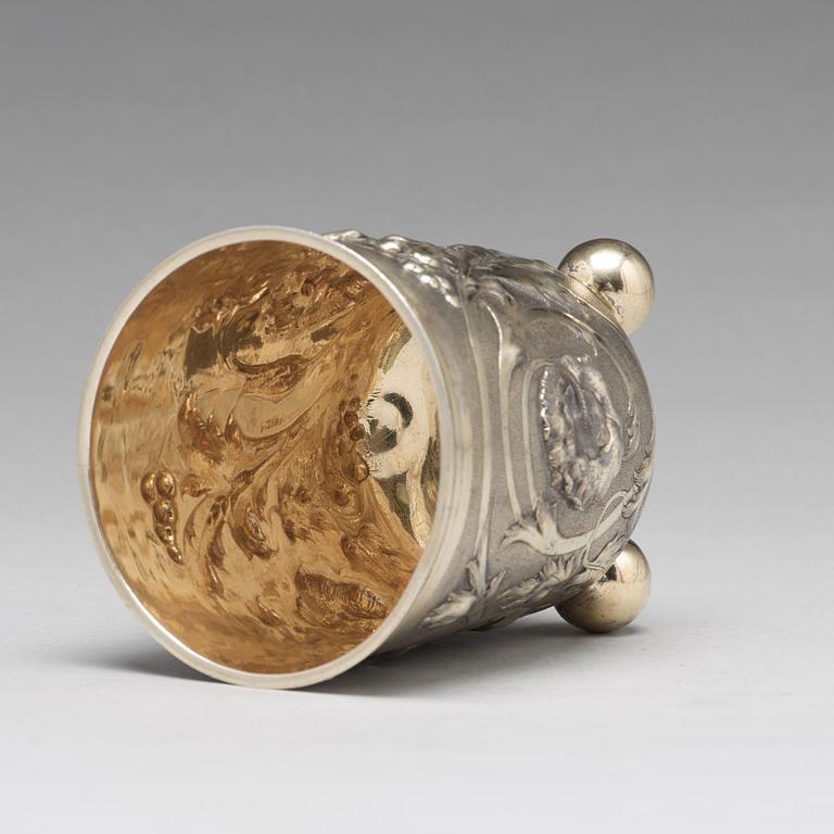 Bägare med lock, oidentifierad mästare, silver, Moskva 1857.