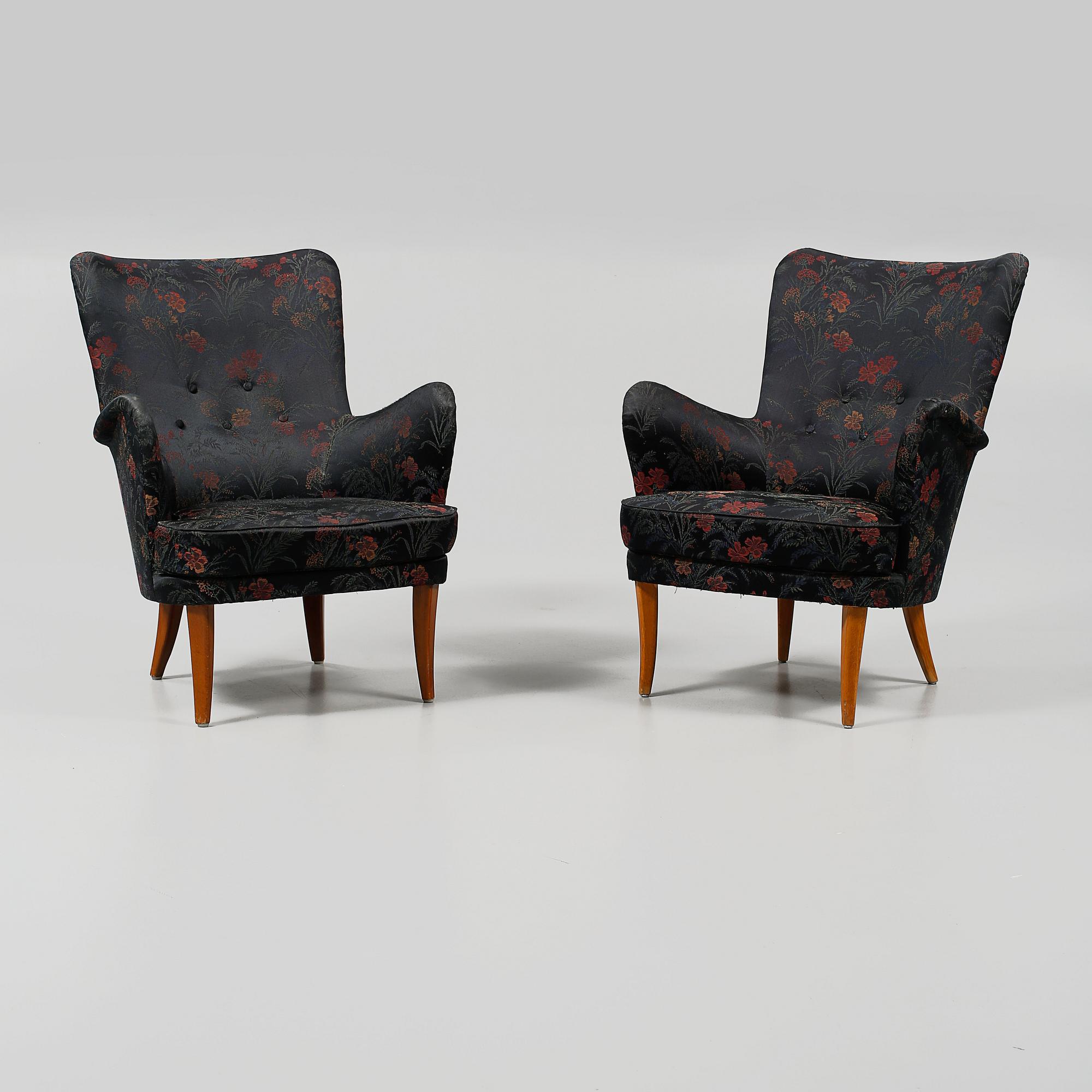 FÅTÖLJER, ett par, "Stora Furulid", Carl Malmsten, 1900-talets andra hälft.