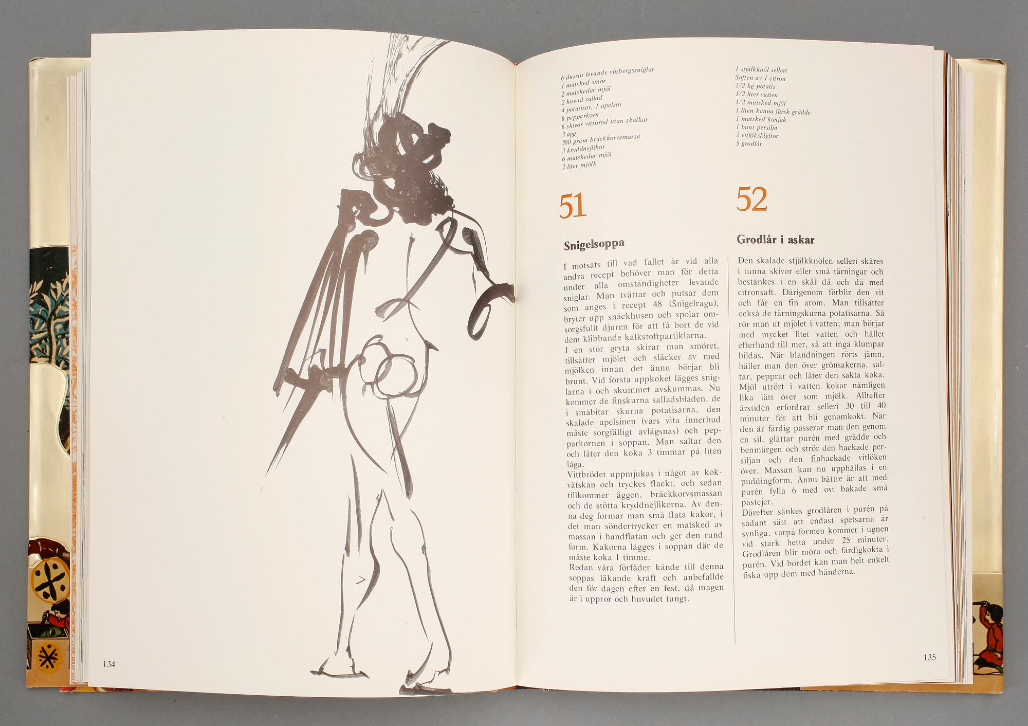BOK, Salvador Dali, kokbok. Numr 2798/3000. "Dinéerna med Gala". Stureförlaget AB, Stockholm 1975.