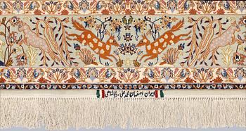 A Figural Isfahan carpet, part silk, 238 x 160 cm.