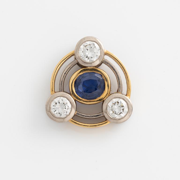 Gaudy, pendant with sapphires and brilliant-cut diamonds, two collier wires.