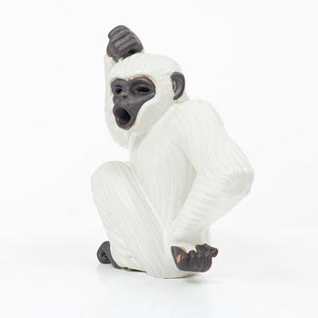 Gunnar Nylund, a figurine, in the form of a gibbon monkey, Rörstrand.