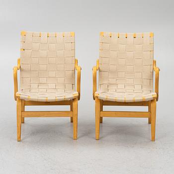 Bruno Mathsson, Armchairs, a pair, “Eva”, Firma Karl Mathsson, Värnamo, 1964.