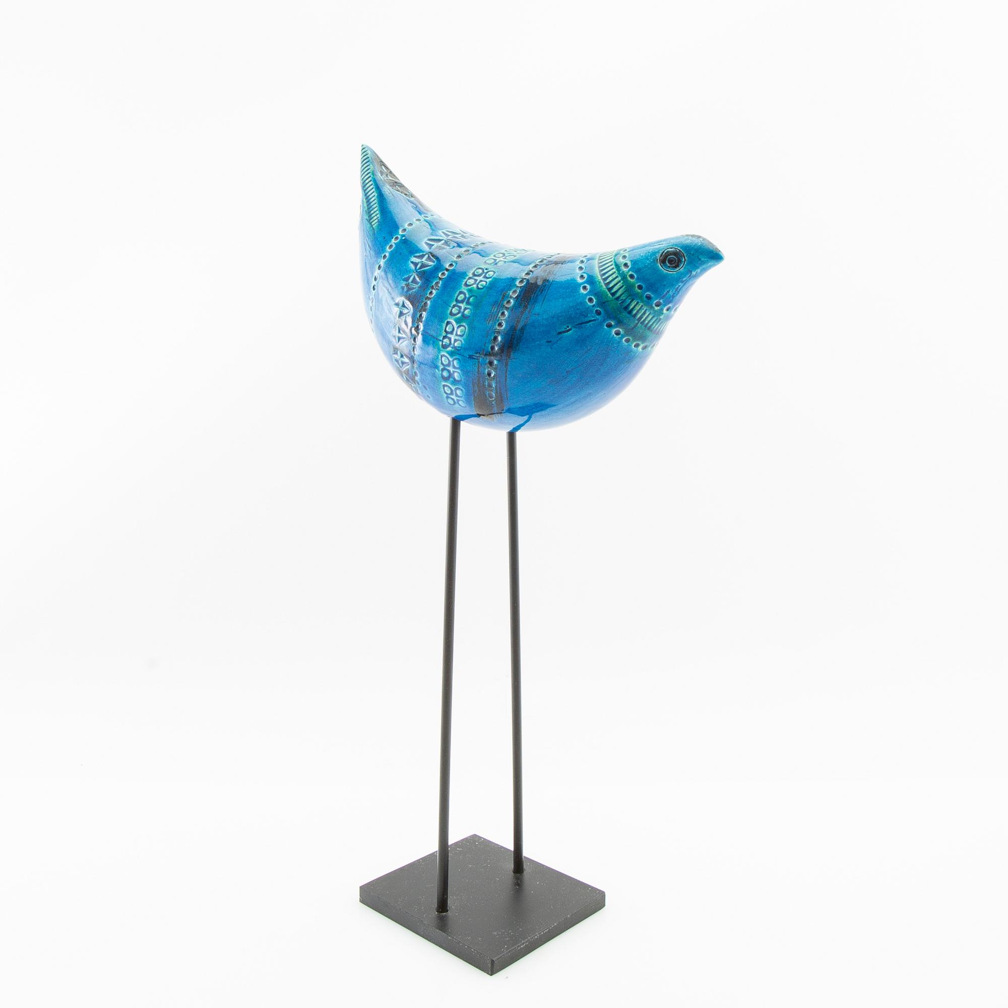 Skål, bordslampa samt fågel Bitossi Italien 1900-talets senare del delvis glaserat stengods.