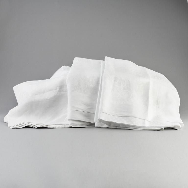 SIGNE SOHLMAN, after, 3 tabelcloths,  Linen damask. Early 20th century.