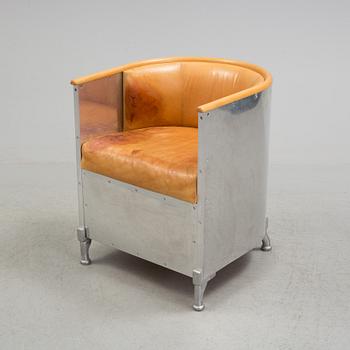 MATS THESELIUS. fåtölj, "Aluminiumfåtöljen" för Källemo, formgiven 1990.