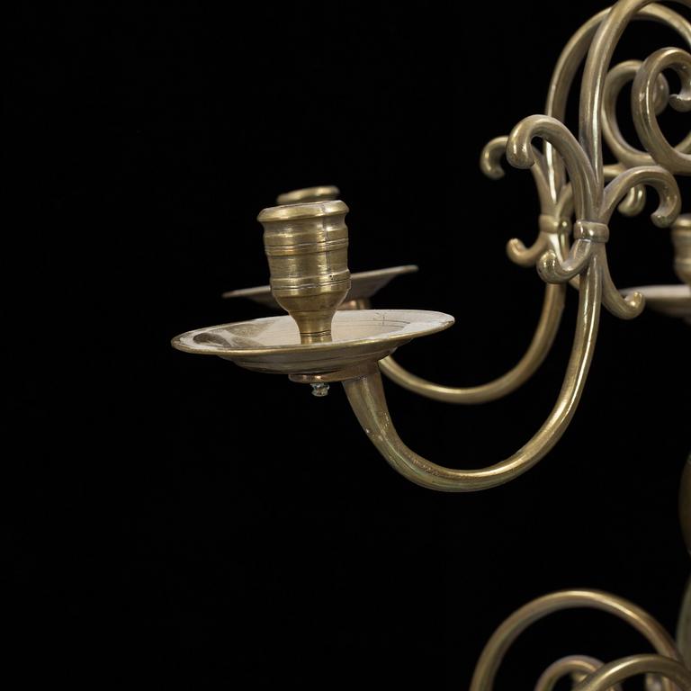 A 18th century brass ceiling light.