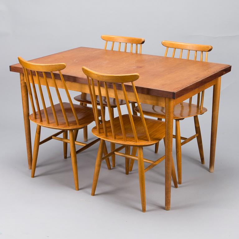 A set of four  chairs by Edsby Verken and a mid 20th century table.