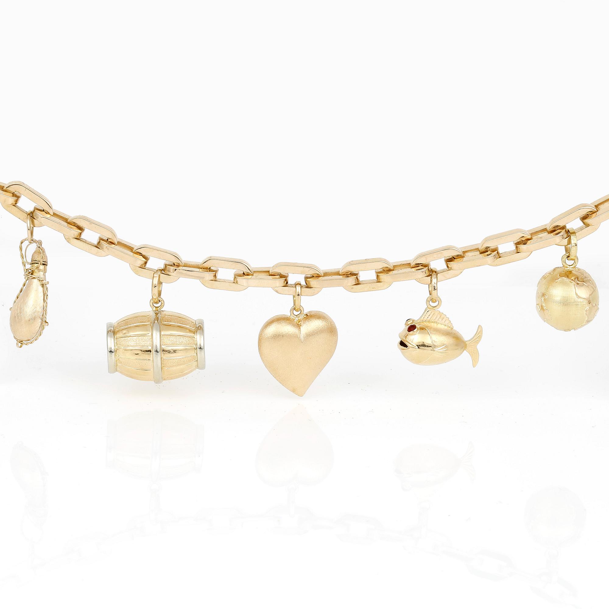 BERLOCKARMBAND, guld 18K, 1960-tal, svensk importstämpel. Vikt ca 40 gram.