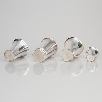 Ten Silver Beakers, 20th Century.