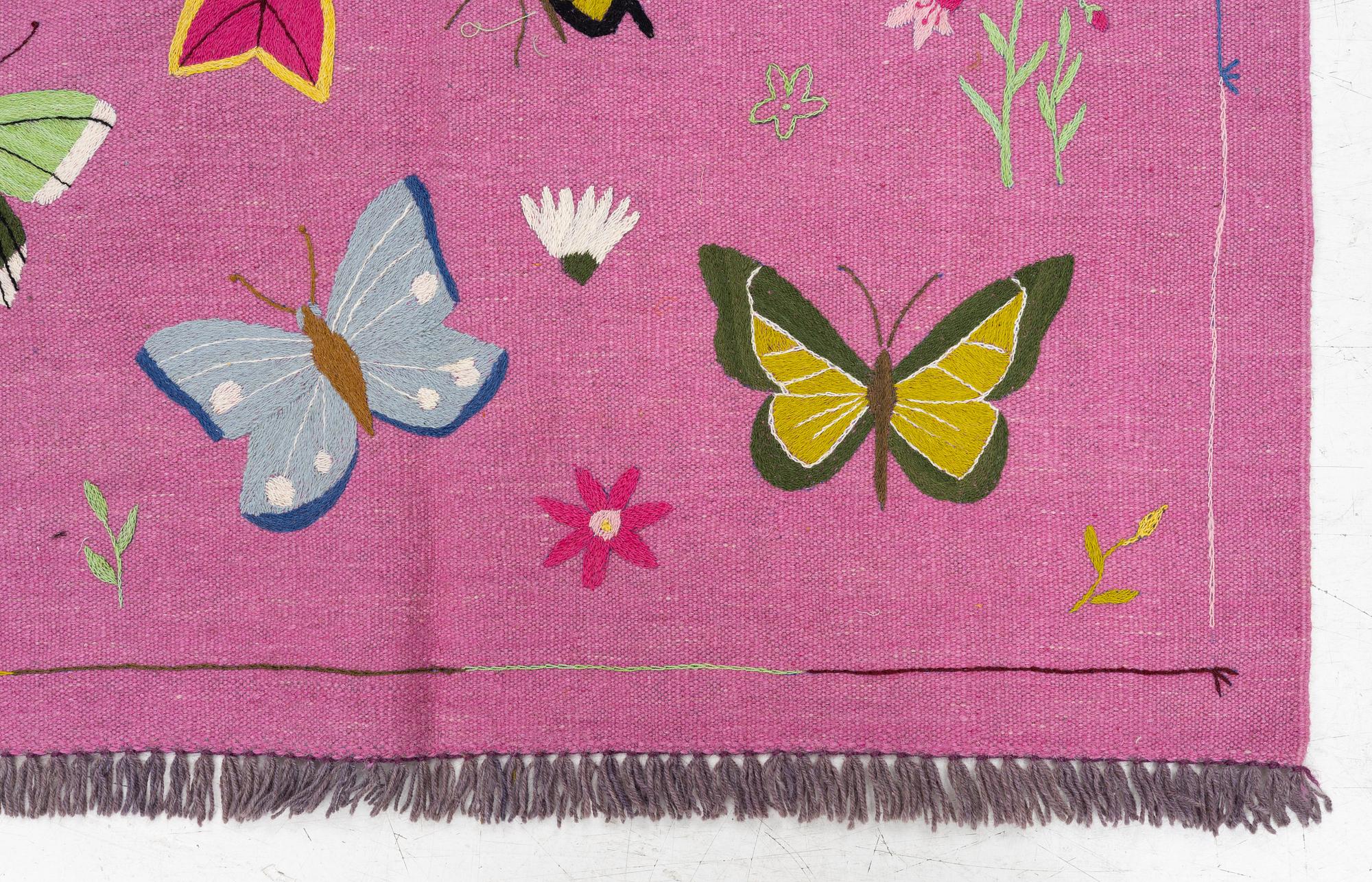 Rug, hand-embroidered Kelim, ca. 185 x 125 cm.