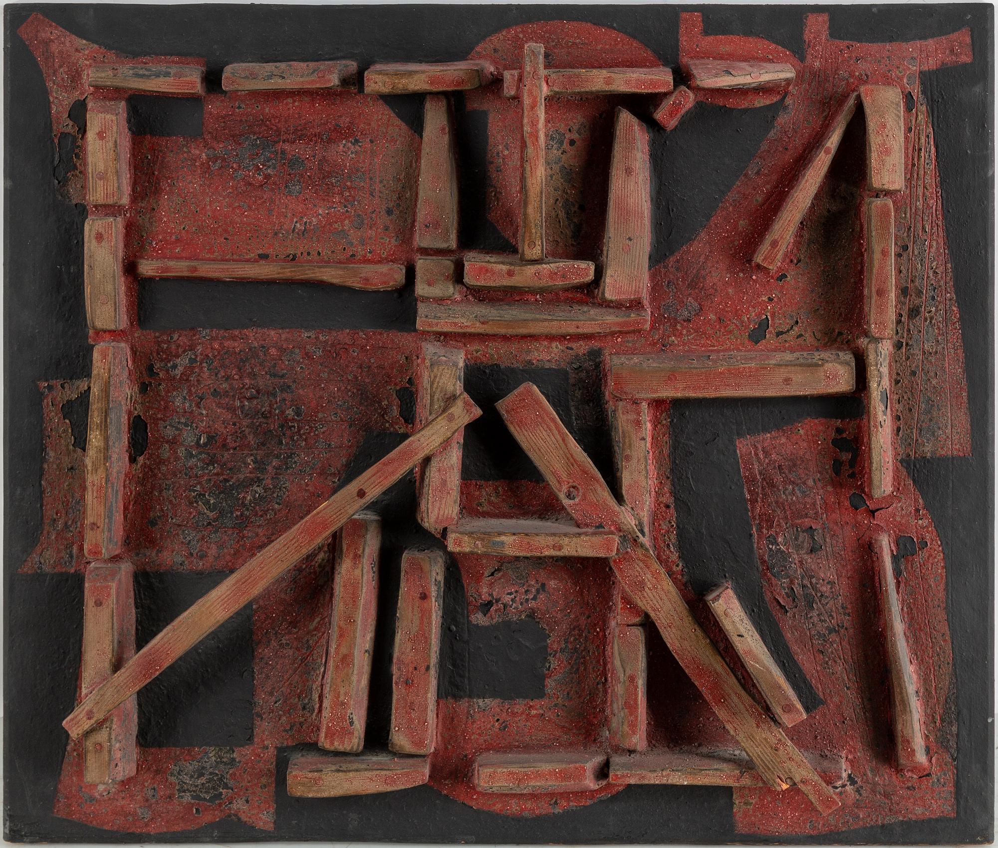 Mauno Hartman, relief, wood, signed and dated -84 verso.