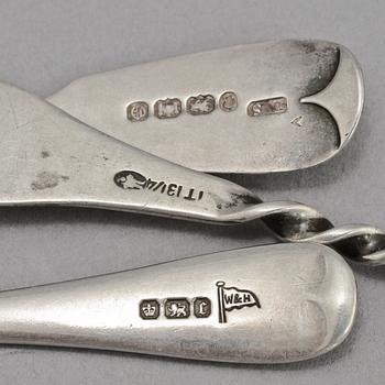 PARTI SILVER, 11 st, silver, mestadels Sverige och England, 1900-tal. Tot vikt 240 g.
