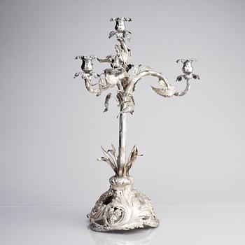 A Swedish 19th century silver candelabra, mark of Pehr Fredrik Palmgren, Stockholm 1862.