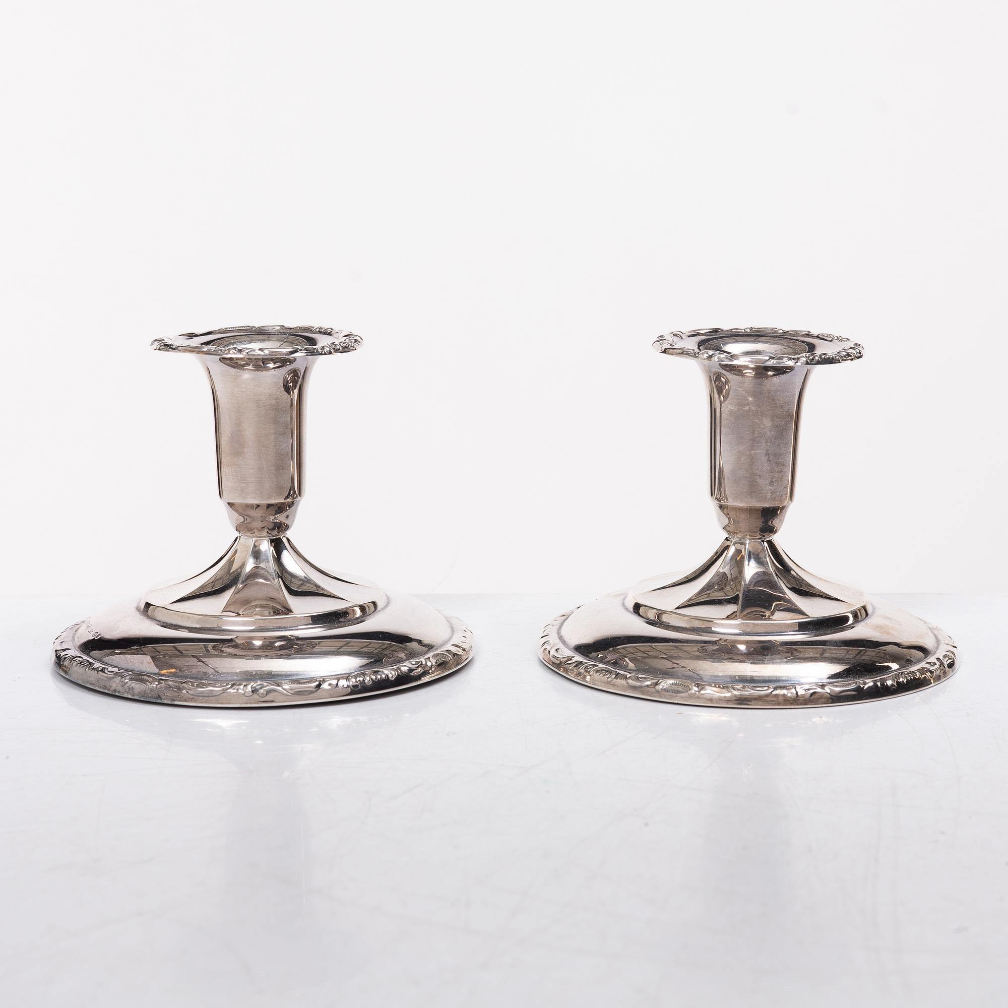 Candelabra, 2+2 pcs, silver, Thorvald Marthinsen Silverware Factory, Tönsberg, Norway, 20th century.