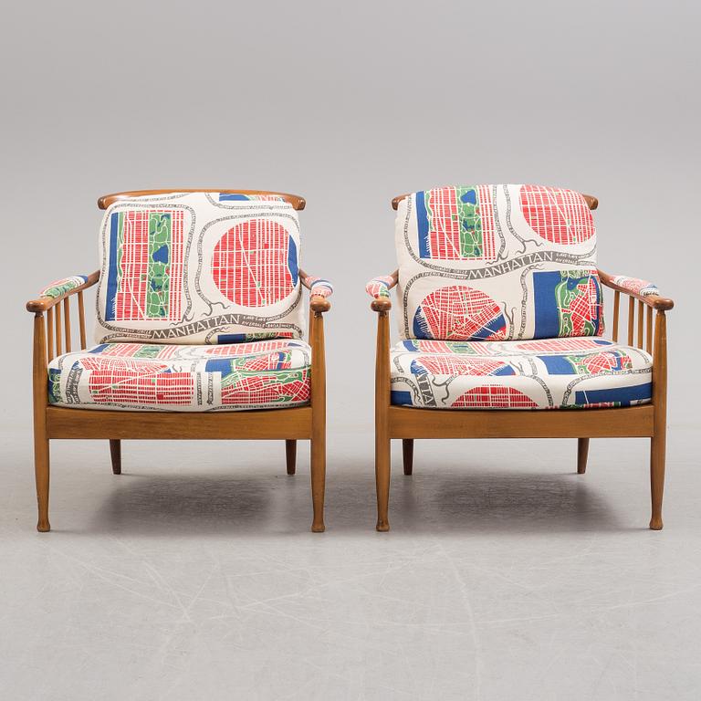 a pair of "Skrindan" armchairs, by Kerstin Hörlin-Holmquist, OPE.