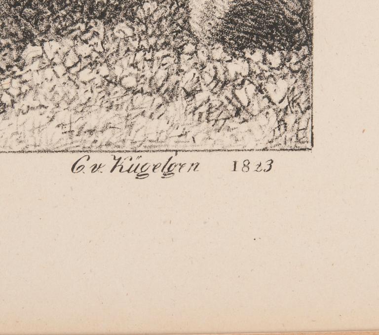 LITOGRAFI, efter Carl von Kügelgen, daterad 1823.