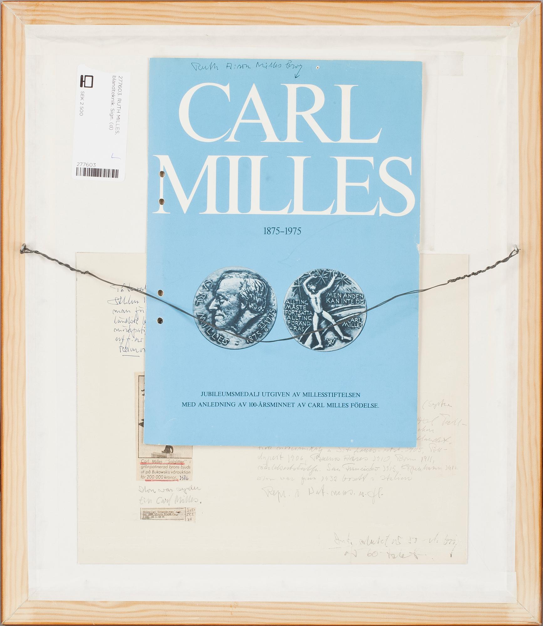 RUTH MILLES, blandteknik. Sign.